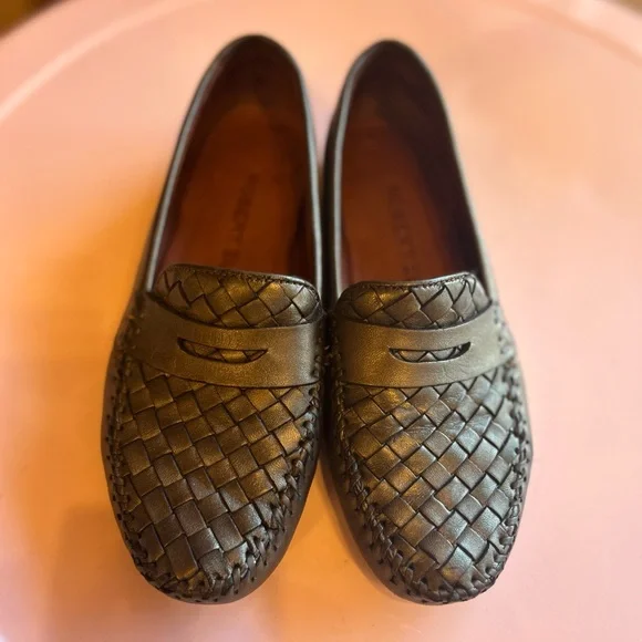 ROBERT ZUR Petra Woven Leather Driving Loafers Moccasin Shoe Womens 6.5 Pewter - Picture 3 of 6